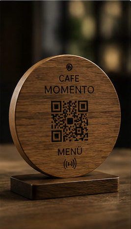 Ahşap Yuvarlak — QR & NFC menü standı