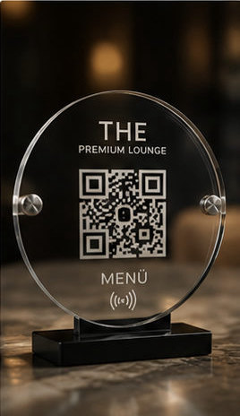 Cam Yuvarlak — QR & NFC menü standı