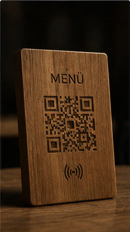 Ahşap Dikdörtgen — QR & NFC menü standı