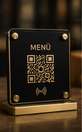 Akrilik Kare — QR & NFC menü standı